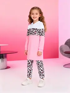 Women's Fashion Leopard Print Hoodie Set, Long Sleeve Graphic Design, Comfortable Fleece Lined, Perfect for Casual
