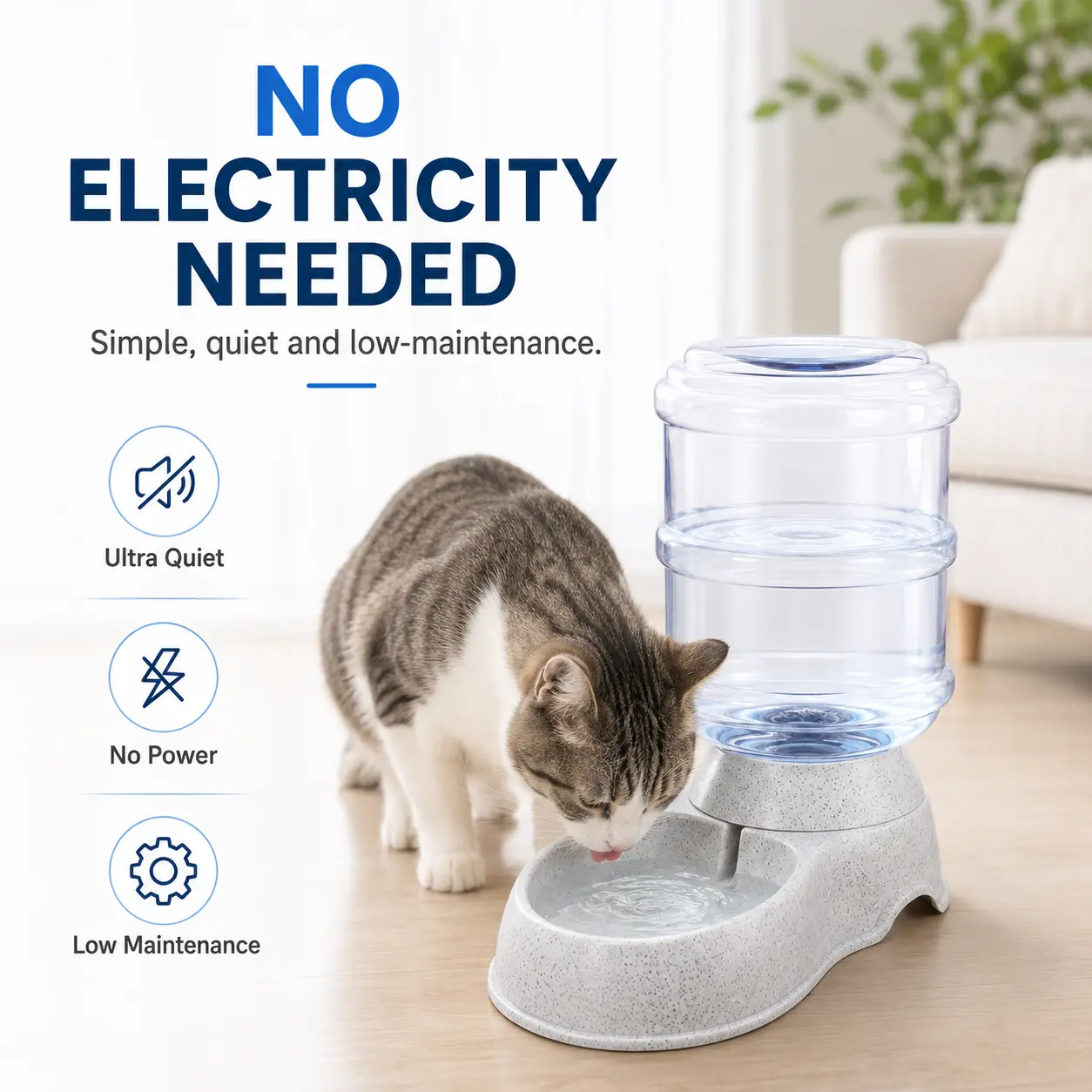 3.5L/1Gal Gravity Self-Dispensing Automatic Pet Water Fountain - 1906, Camping Hiking Water Storage Solution