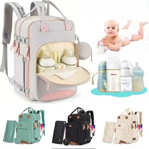 Lightweight Mommy Bag Multifunctional Backpack & Tote, Large Capacity Diaper Bag with USB Port & Insulated Pockets, Waterproof Baby Travel Backpack with Changing Pad, Maternity Nurse Bag for Mom Dad