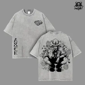 Portgas D Ace Oversized Anime T-Shirt, One Piece Streetwear Tee, Ace Graphic Washed Cotton Shirt, Fire Fist Pirate Aesthetic Outfit, Unisex Casual Drip, Gift For Anime Fans
