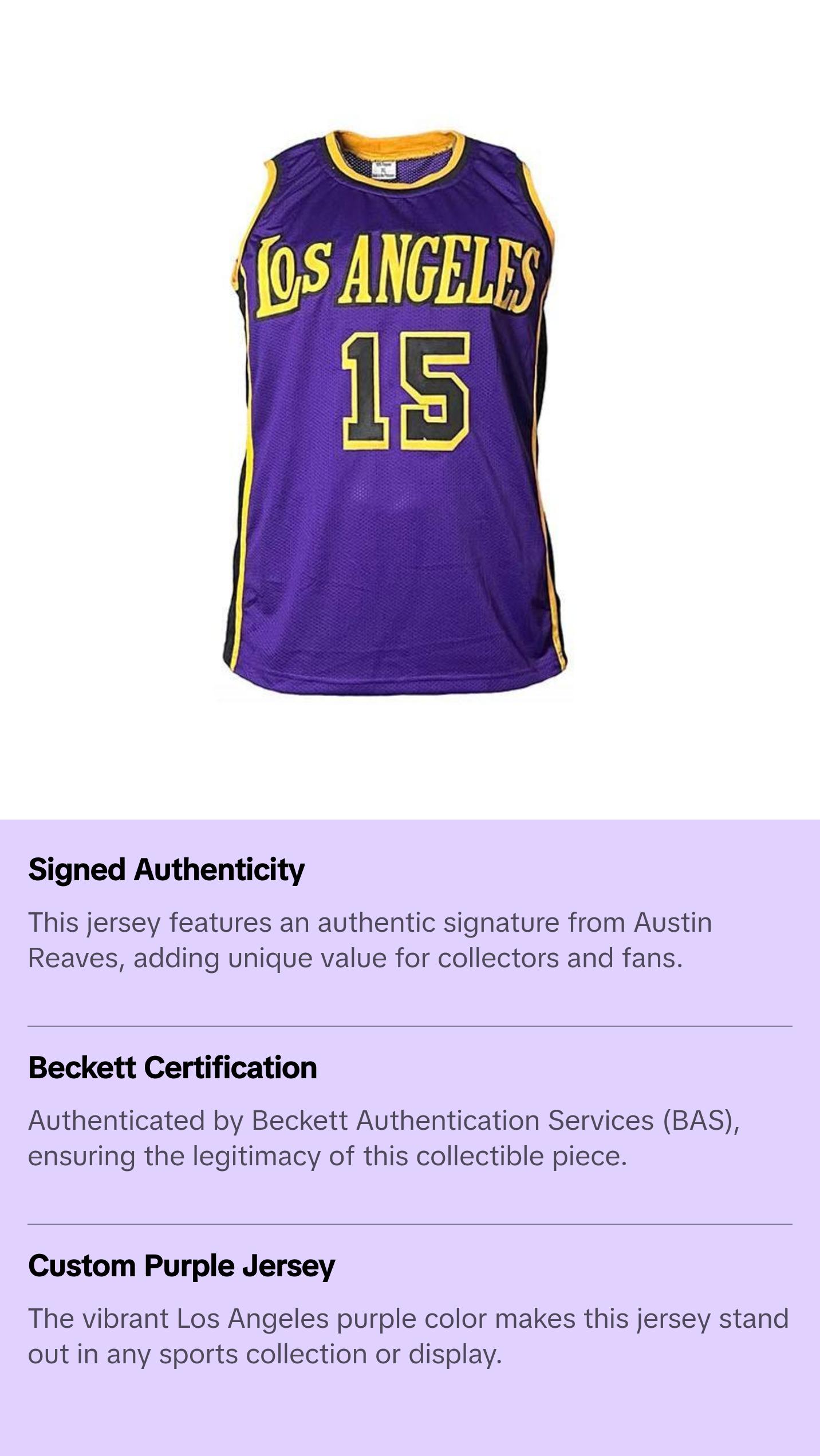 Austin Reaves Signed Custom Los Angeles Purple Basketball jersey Beckett