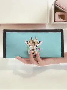 Giraffe Pattern Triangle Pencil Case, Portable Multi-Functional Stationery Bag, Zipper Design, Unisex School Supplies Organizer