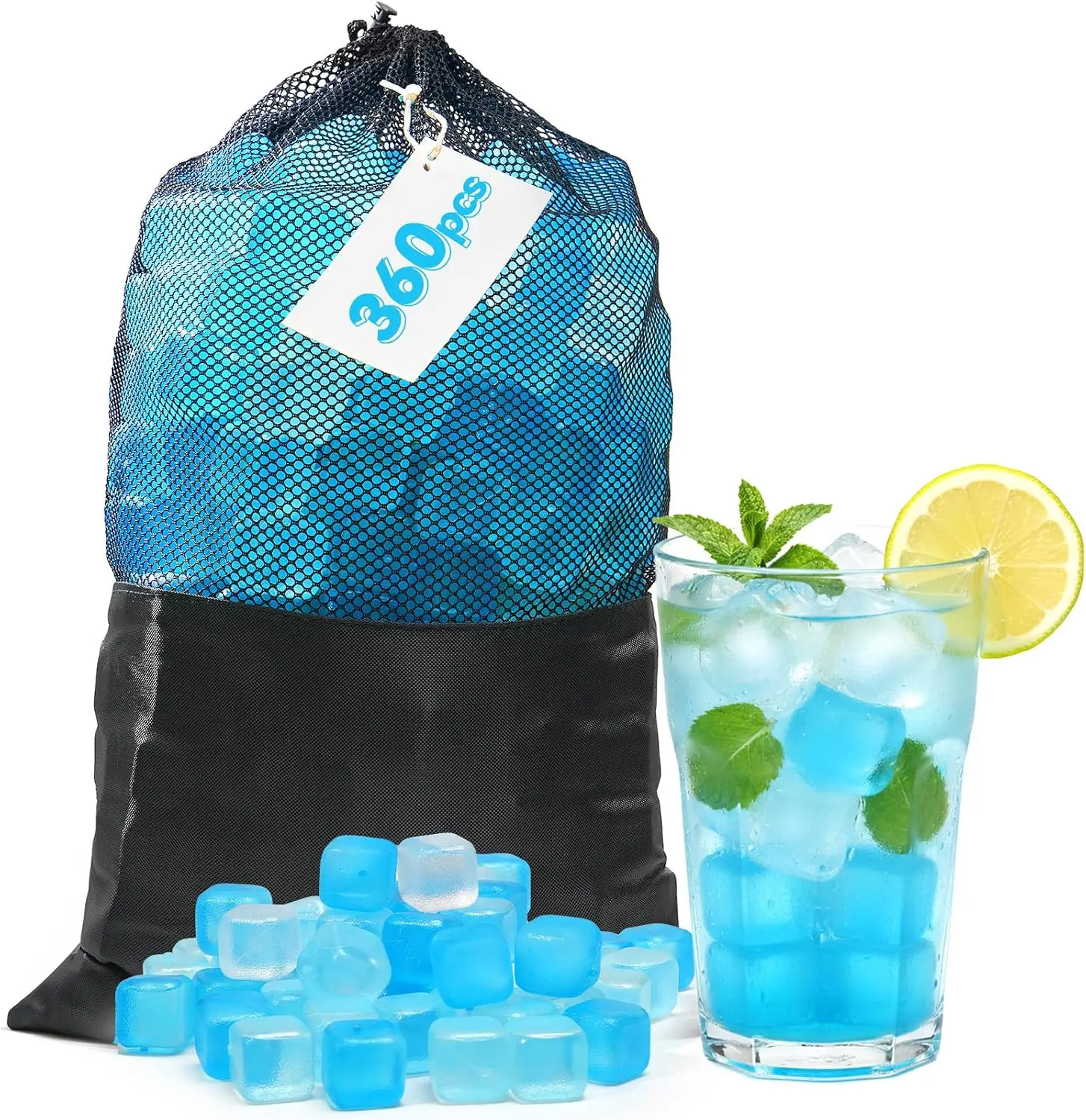 360-Pack BPA-Free Reusable Plastic Ice Packs - Refreezable Kitchenware Ice Accessory for Lunch Boxes, Coolers, No Drink Dilution for Party Hosts