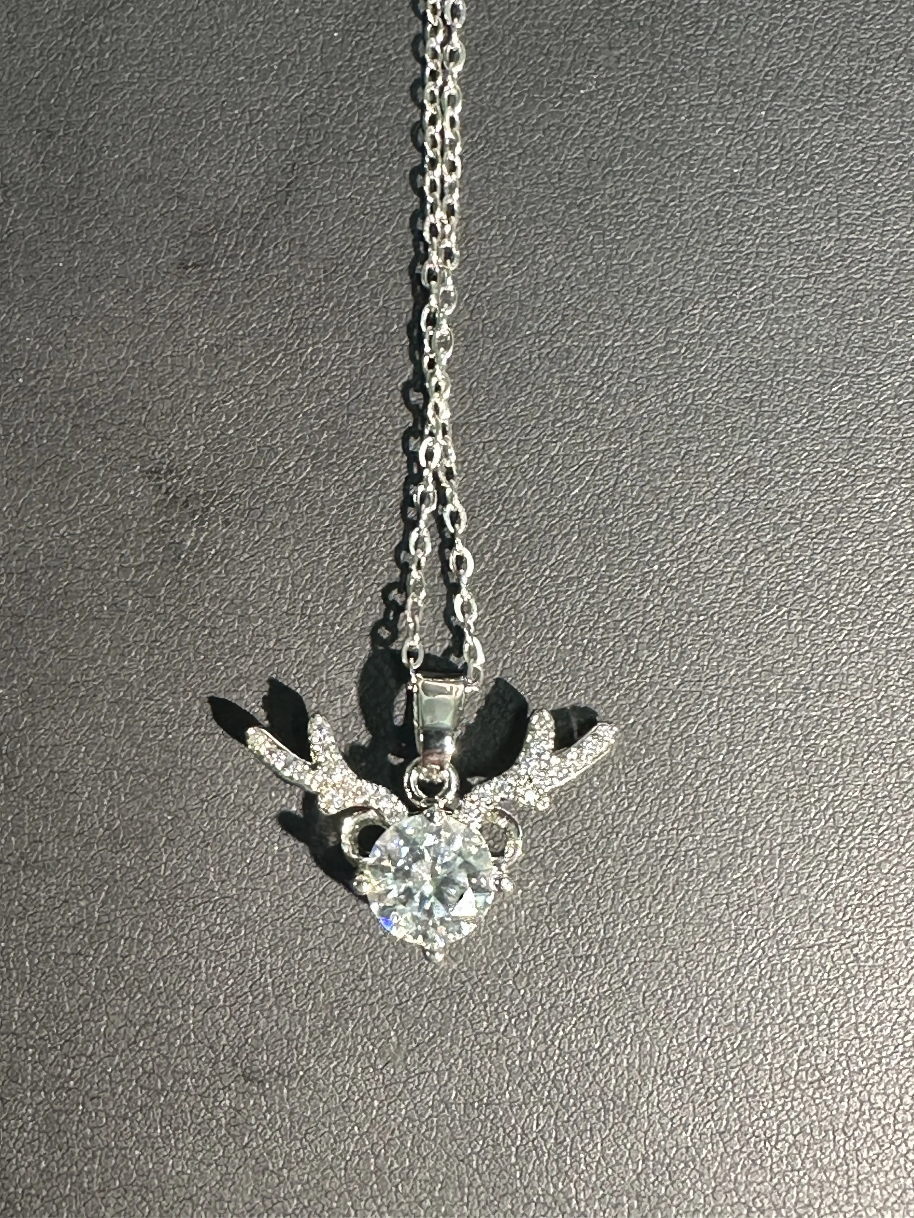 Copper Silver‑Plated Necklace for Women, Simulated Moissanite Pendant, Daily Fashion Jewelry Gift