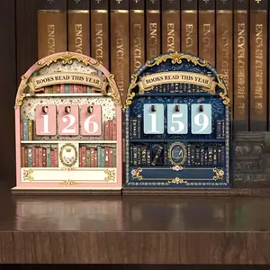 Vintage Book Reading Tracker, Tear Off Calendar, Holds Up to 999 Books, Yearly Reading and Bookshelf Counter, Perfect for Book Lovers