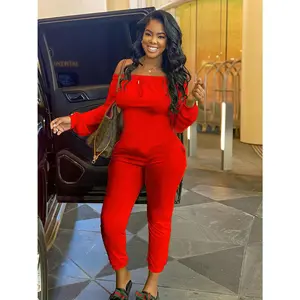 Women's Off The Shoulder Long Sleeve Red Jumper