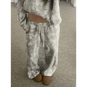 Women's Camo Print Drawstring Loose Fit Straight Leg Sweatpants, Casual Fashion Pants for Daily Wear & Outdoor Activities