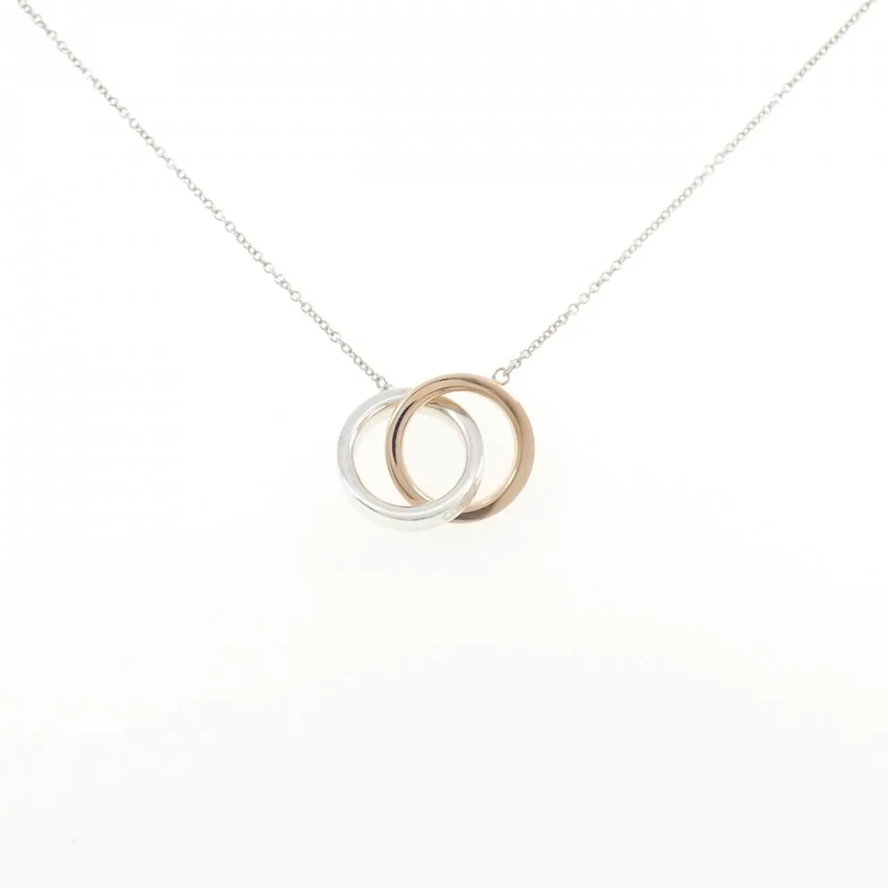 Pre-owned Tiffany & Co. Sterling Silver 925 (Ag925) Small Leather Goods Tiffany 1837 Interlocking Circle 925 Silver Necklace