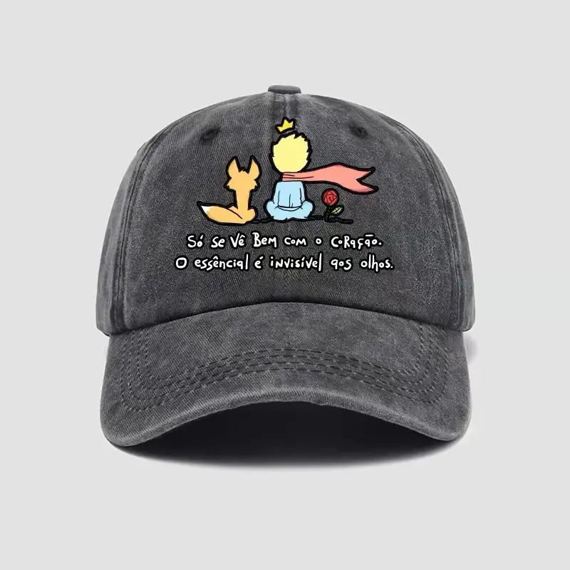 The Little Prince Quote Washed Black Baseball Cap| Retro Book Lover Dad Hat✨