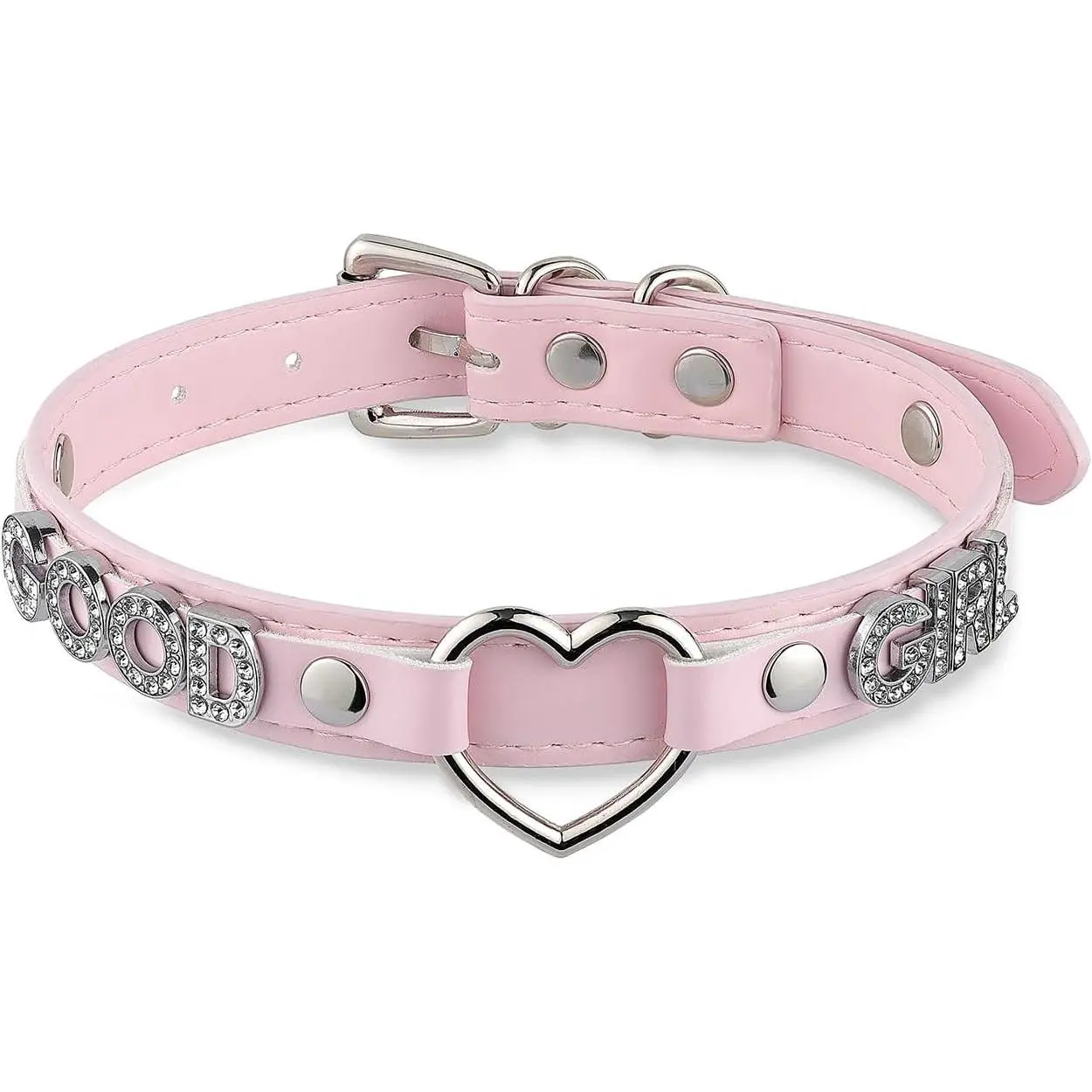 Black Heart O-ring Letter Choker Necklace For Women, Punk Handmade PU Leather Leash Collar Adjustable Gothic Jewerly