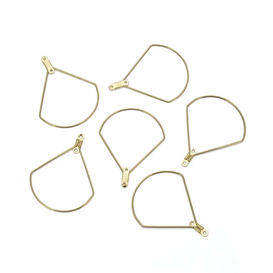 20pcs Raw Brass Large Circular Sector Beading Hoops, 0.7mm/21 Gauge, 40mm x 33mm, Unplated/Uncoated, CX130-2