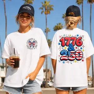 250th Anniversary Shirt, Front And Back Side, 4th of July Shirt, Preppy Patriotic Tee, Flag Tshirt, Casual Style, Fun Graphics