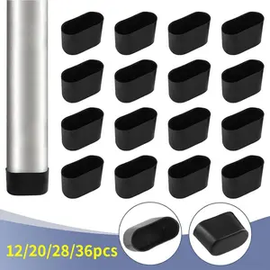 12/20/28/36pcs Furniture Foot Cover, Furniture Foot Pad Oval, Black Protective Cover for Table and Chair Feet, Floor Protection