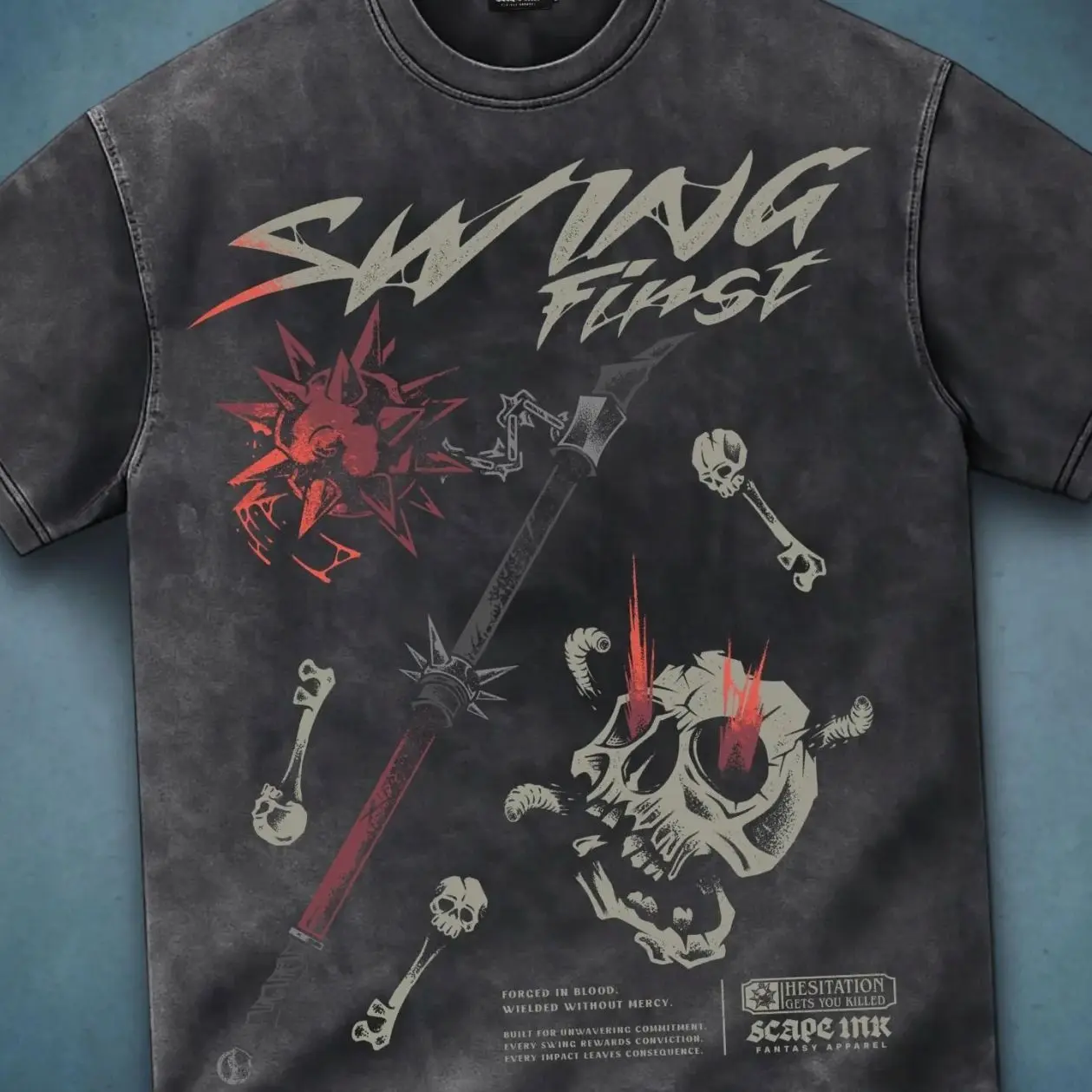 OSRS Crimson Kisten, Oversized Acid Wash Tee, Inspired by RuneScape OUL