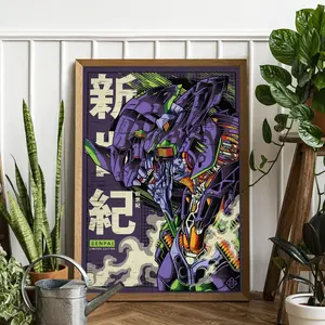Neon Genesis Evangelion Anime Art Print, Revival Rebirth Death of Evangelion, 90s Manga Poster Home Decor