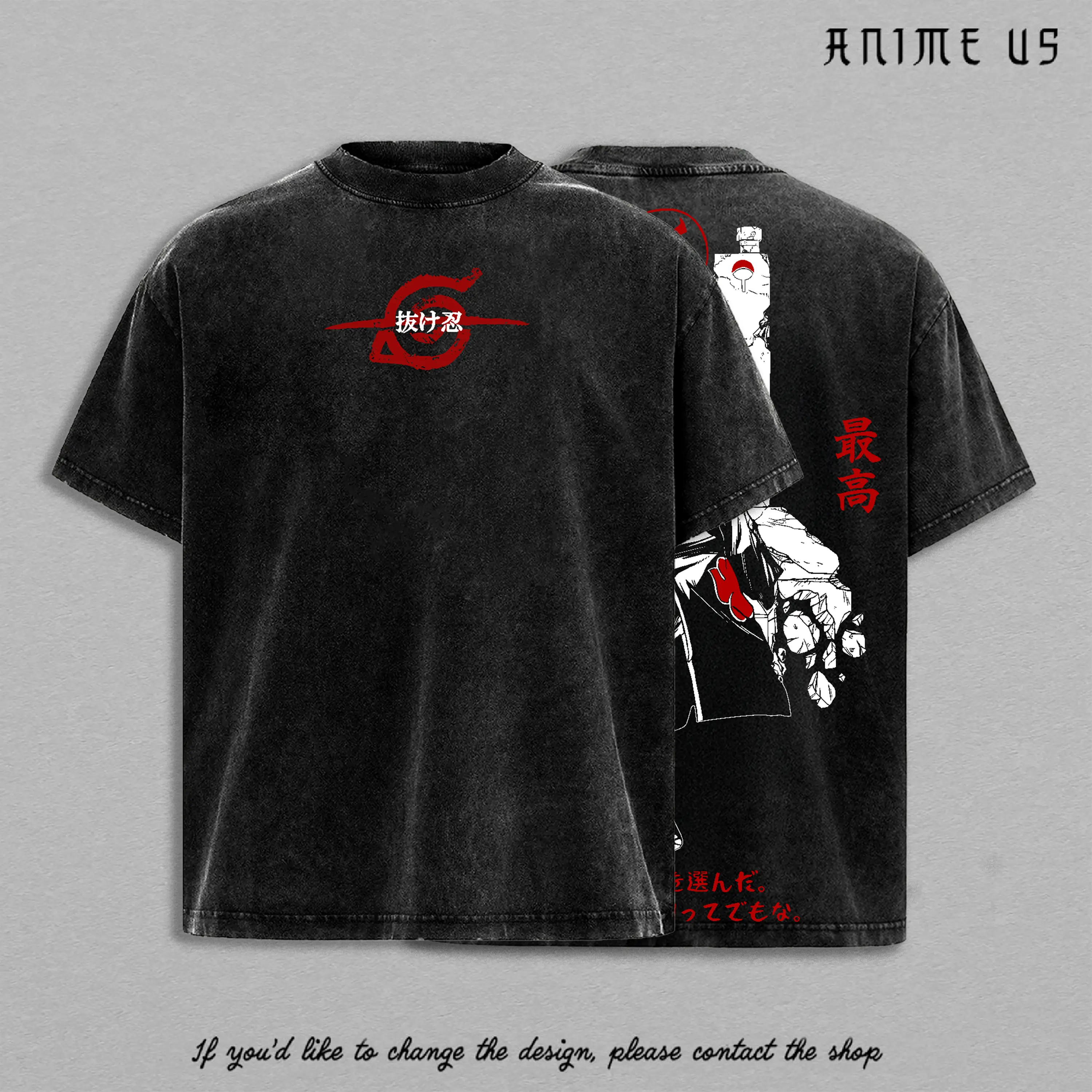 Uchiha Assassin Crow Summoner Crimson Eye Vintage Washed Oversized Tee Rogue Ninja Anime Graphic Shirt Heavyweight Cotton Streetwear Unisex