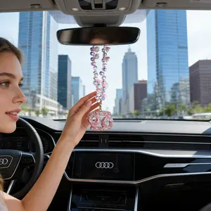 Zodiac Bling Car Hanging Ornament, Crystal Constellation Pendant, Rearview Mirror Decoration for Women, Stylish Auto Accessory