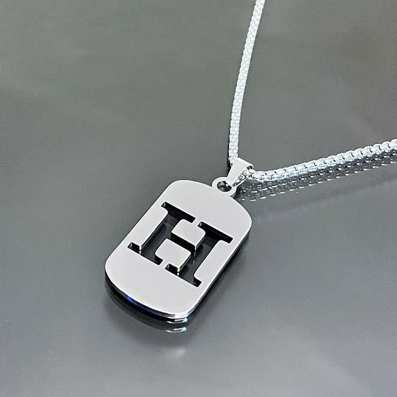 Hip-Hop Trend Retro Stainless Steel Hollow LetterPendant Necklace Perfect for Daily Wear and Parties