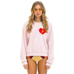 BOLT HEART RELAXED CREW SWEATSHIRT - LIGHT PINK