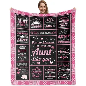 Aunt Gifts, Gifts for Aunt, Best Gift for Mother's Day Birthday Christmas Valentines Day Bday Present for Auntie with Heartwarming Words and Healing Thoughts Blanket 60''x50'', Auntie Gift