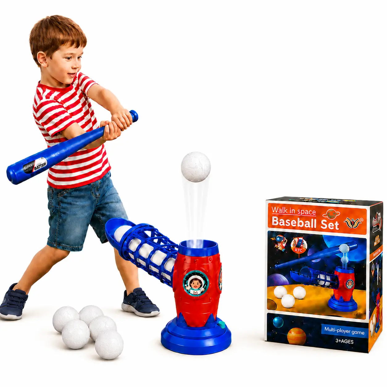 Holiday Gift & Backyard Outdoor Sports Toy, Automatic Easy Assembly Baseball Launcher for Kids Ages 3 and Up