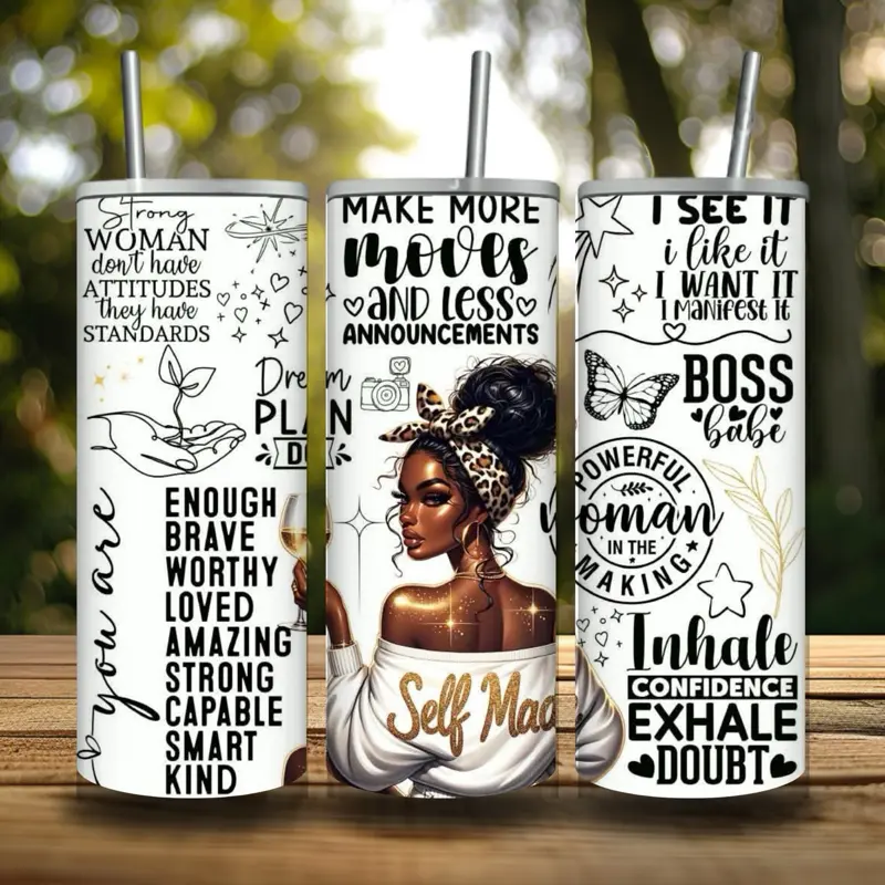 Self Made 20oz Insulated Stainless Steel Tumbler with Handle & Straw Lid, Vacuum Sealed Hot & Cold Travel Mug, Keeps Drinks Hot/Iced for Hours, Leak-Proof Cup for Car, Office, Outdoor Use, Vacuum Insulated Flask, Perfect Gift for North America & Europe
