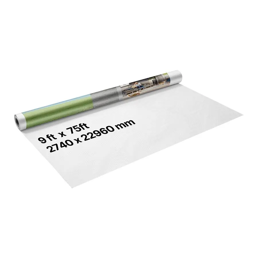 【Summerfinds】 Heavy-Duty Breathable Waterproof Vapor Barrier Sheathing, 9x75 ft Single Roll House Wrap, 0.13 mm Thick Tear-Resistant White Plastic Sheeting with Durability, Drop Cloth for Residential Constructiondealsforyoudays
