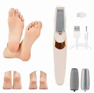 Electric Foot Callus Remover USB Rechargeable Pedicure Kit with LED Light for Gentle Grinding & Efficient Foot Care White Cutics PINK