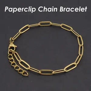 Women's Gold-Plated Stainless Steel Paperclip Link Bracelet, 2026 Trendy Minimalist Fashion Jewelry