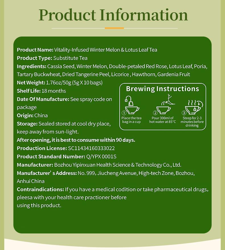 Premium Winter Melon & Lotus Leaf Herbal Tea –  Carefully Selected Botanical Ingredients, 100% Natural, Caffeine-Free, Vegan & Gluten-Free –  Herbal Tea for Digestive Comfort & Daily Balance detox