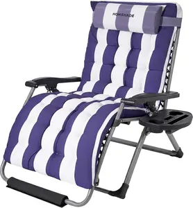 HOMSHADE Zero Gravity Chair, Reclining Camping Lounge Chair, 33In Oversized Zero Gravity Lounge Chair, Reclining Patio Chairs with Cup Holder Trays and Removable Cushion, Folding Recliner for Indoor and Outdoor