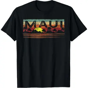 100% Cotton Vintage Tropical Maui Hawaii Shirt - Maui HI shirt T-Shirt