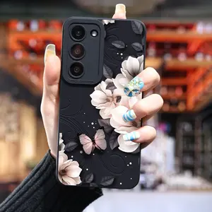 Luxury Phone Case for Samsung White flower Shockproof for Galaxy S24 Ultra S23 Plus S22 + S21 S20 FE S10 A72 A54 5G A53 A52 A52S A15 A14 A13 A12 A22 A21S A51 A33 A32 A23 5g GT2 Silicone Matte Cell Soft Cases Car Fall Protection Back Cover