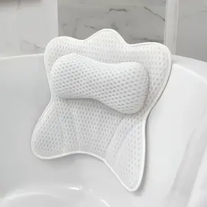 1 Piece of Bathtub Pillow, 4D Breathable Mesh, Attached with 6 Suction Cups and Hooks, Bath Relaxation Accessories, Relax in the Bathtub, Spa Bath Pillow, with Non-Slip Suction Cup, Neck and Back Support, Bathroom Accessories, bathtub/Bathroom Supplies