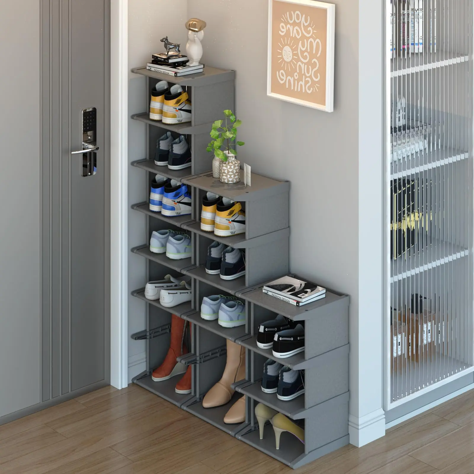 18-Tier Narrow Tall Skinny Shoe Rack, Vertical Small Space Shoe Organizer for Entryway, Closet Corner, Garage Home Storage Shelf
