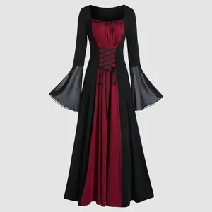 Plus size Women Medieval Gothic Hooded Maxi Dress Victorian Party Formal Gown Renaissance Steampunk Witch Halloween Cosplay