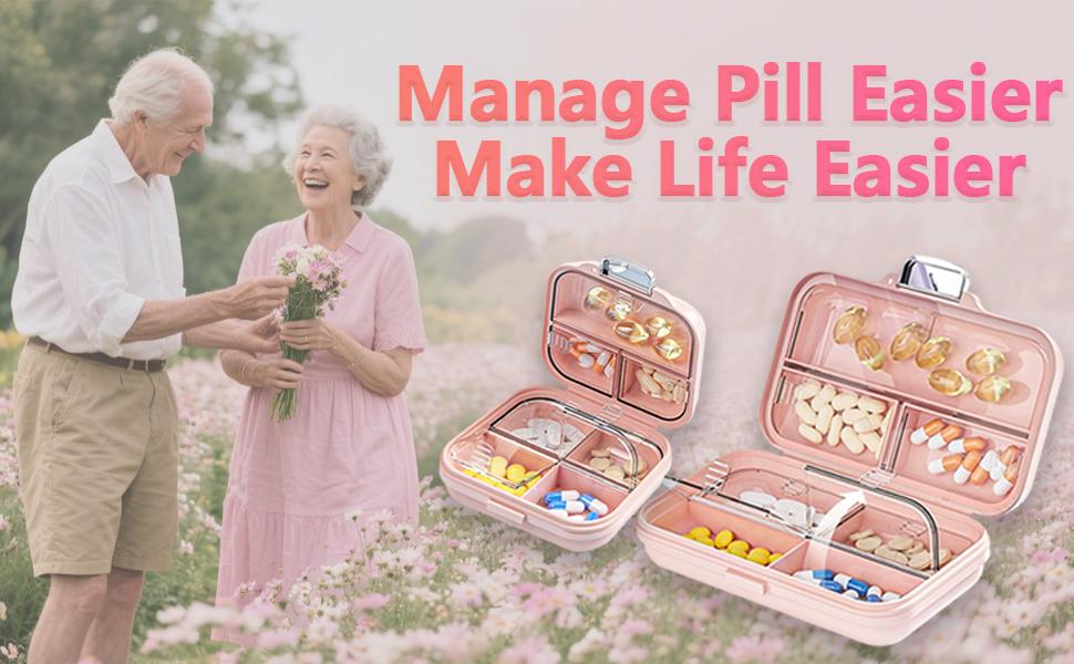 7-Day Pill Organizer Large Capacity Travel Vitamin Container Moisture-Bpa-Free Probiotic Box Purple Size 4.33 * 2.83 * 1.97 in