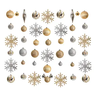 Holiday Deluxe Shatterproof, 60 Count Christmas Tree Ornament Box Set, Re-Useable Container