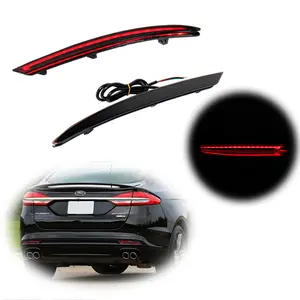2PCS Smoked Lens Red LED Rear Bumper Reflector Brake Tail Signal Light Kit For Ford Fusion 2019 2020 2021 2022