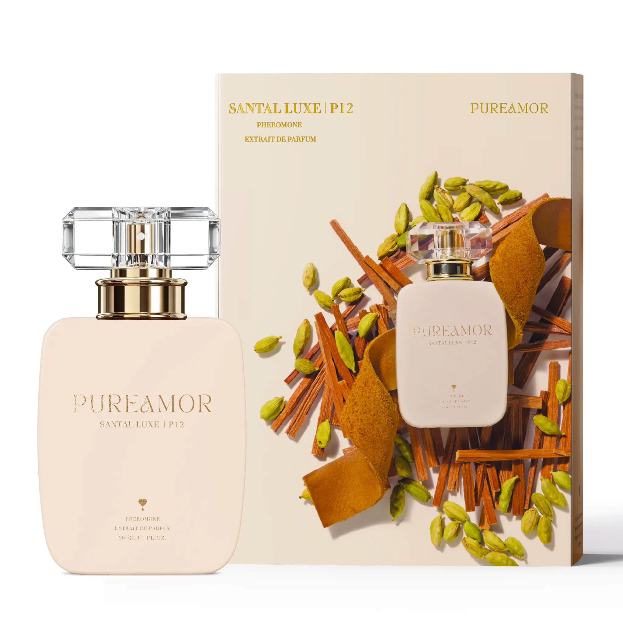 Pureamor Santal Luxe P12 Pheromone Natural Spray Perfume for Women, 30ml/1oz Extrait de Parfum(Violet Accord, Sandalwood, Cedarwood, Papyrus), Quiet Luxury Vibe, Old Money Aesthetic & Sophisticated Rich Wood