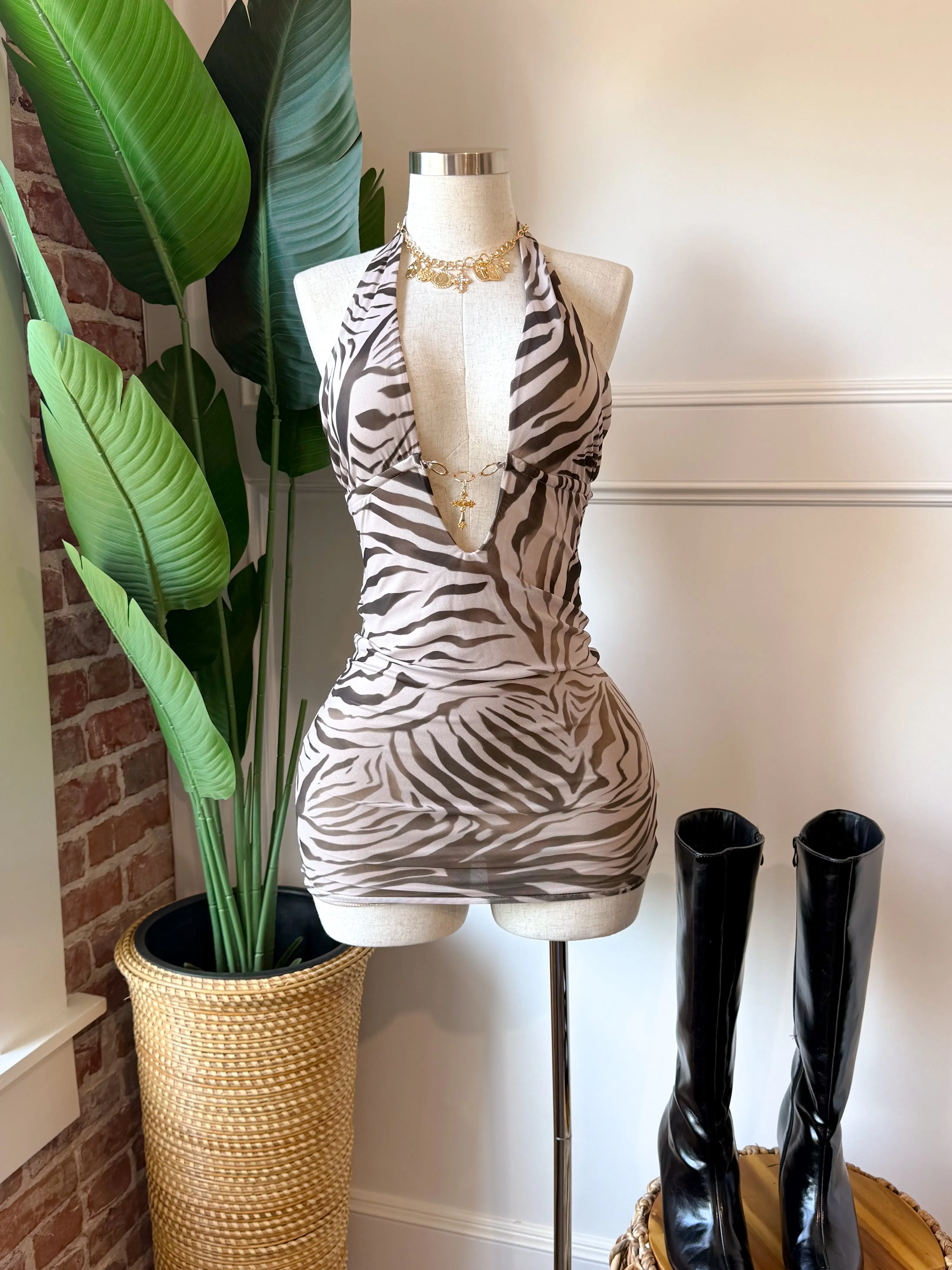 Zebra Palms Dress