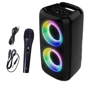 Portable with Wired Microphone, Rechargeable Karaoke Machine with LED Lights, Dj/PA Speaker System with TF Card, AUX & BT5.3, REC, TWS, Karaoke Speakers, Wireless Party Speaker