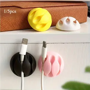 1pc Simple 3-Slot Self Adhesive USB Cable Holder, Desktop Wire Winder & Mouse Cable Organizer for Art Supplies, Cord Organizer