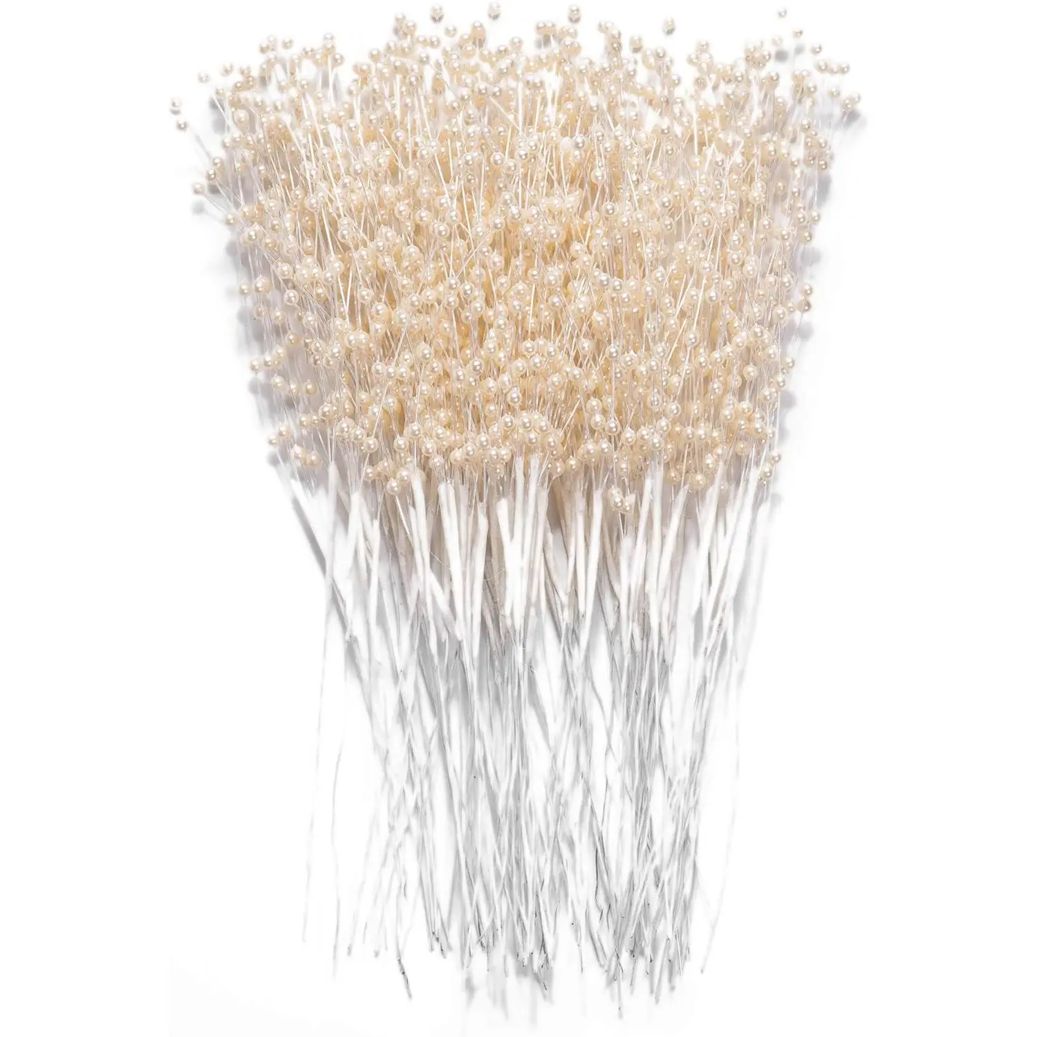 60 Pieces Pearl Stick Stems Bouquets, 4mm Bead String Garland Beaded Spray Filler Floral Arrangements Tree Picks Wedding Party Decoration (Ivory)