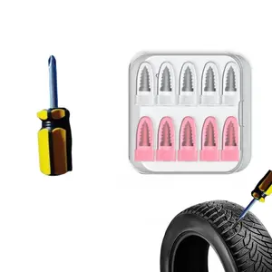 Tire Repair Rubber Nail Kit, Spiral Vacuum Tire Repair Screws Set, Fast Self-Service Puncture Fix Tools, Heavy-Duty Tubeless Tire Repair Accessories with Screwdriver, Universal for Cars, Motorcycles, Trucks and Tractors Tire Patch Repair Kit tire plug kit