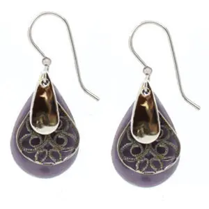 Silver Forest Layered Tears Purple Earrings  - NE-2315A
