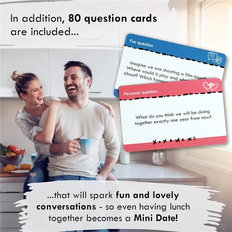 Date Night Ideas and Couples Conversation Cards - Perfect Couple Gift - Wife Birthday Gift Idea - Birthday Gift for Boyfriend Gift for Girlfriend Gift for Couple - I Love You Gift for Him - Date Ideas