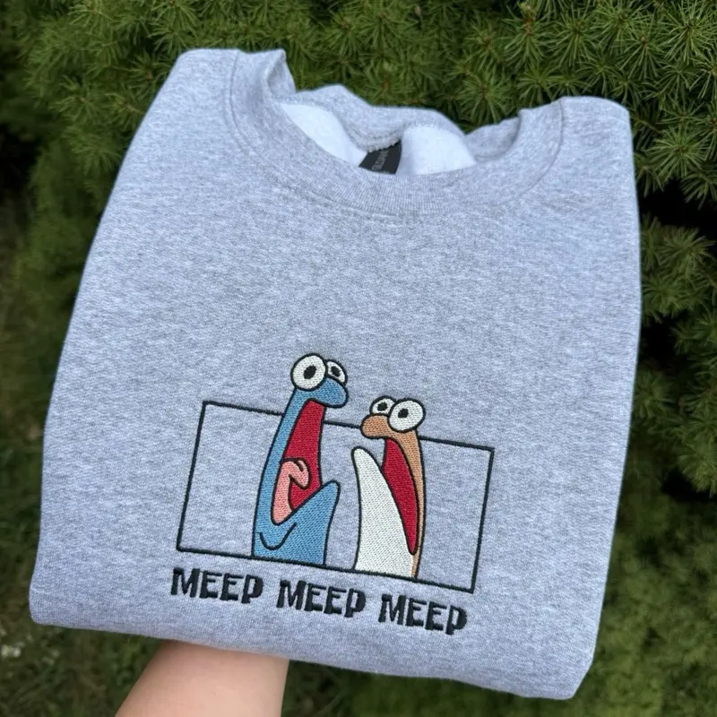 Meep Embroidered Unisex Sweatshirt Crewneck Meep Embroidered Unisex Sweatshirt Crewneck