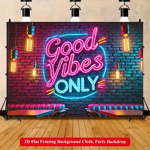 2D Flat Printing Backdrop Banner 1pc, Wedding Arched Backdrop, Good Vibes Only Background Cloth, Multi-Size Polyester Wall Decor Suitable for LivingRoom, Bedroom, Office, Outdoor Parties and Holiday Gifts, No Electricity Required