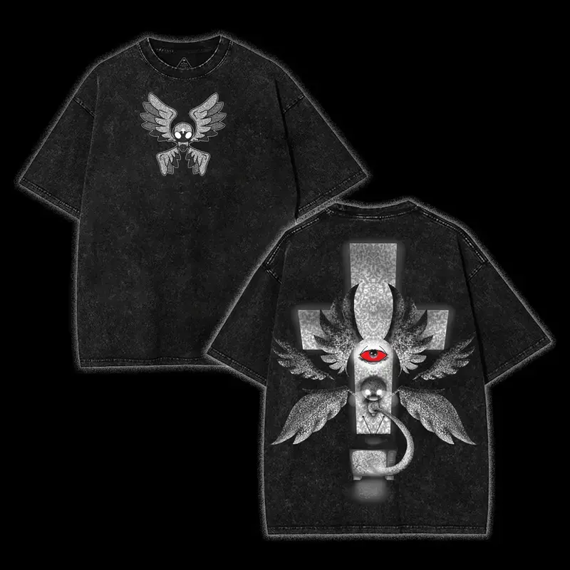 The Binding of Isaac: Repentance Dogma Vintage Washed Oversize Unisex Tee, Indie Game Shirt, Tank Top Shirt, unisex heavyweight cotton t-shirt washed vintage t-shirt Casual Menswear